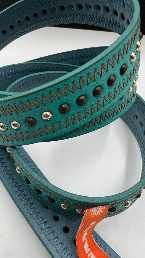 Cintura in pelle a zig-zag