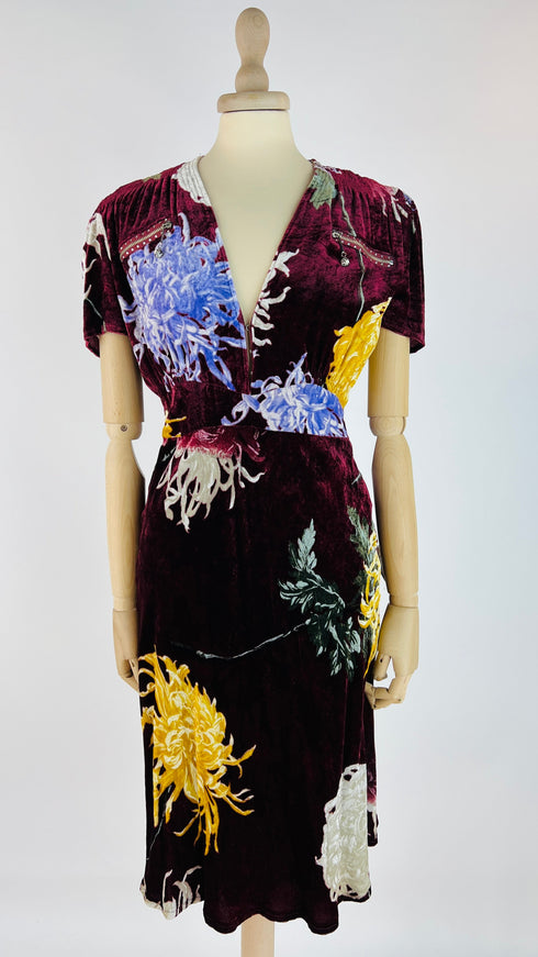 Abito midi velluto fiori