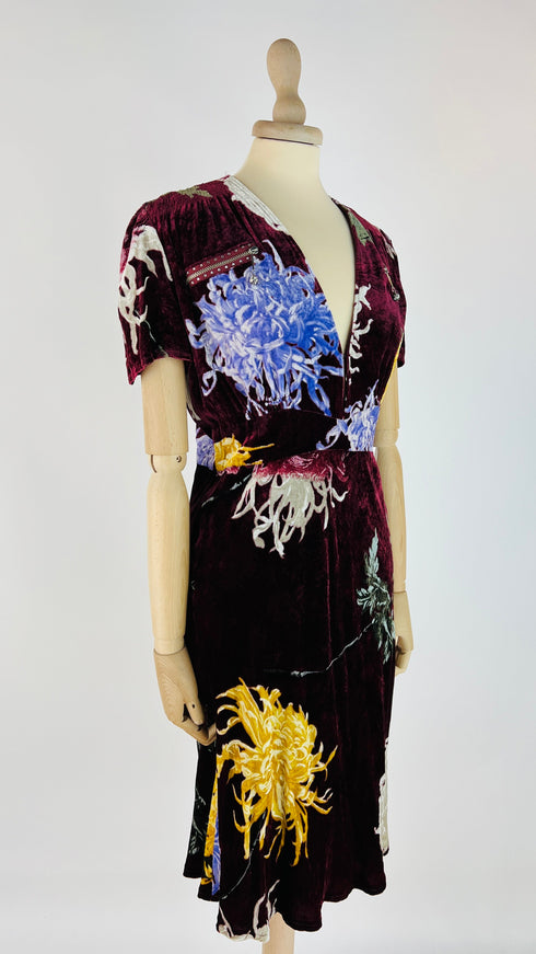 Abito midi velluto fiori