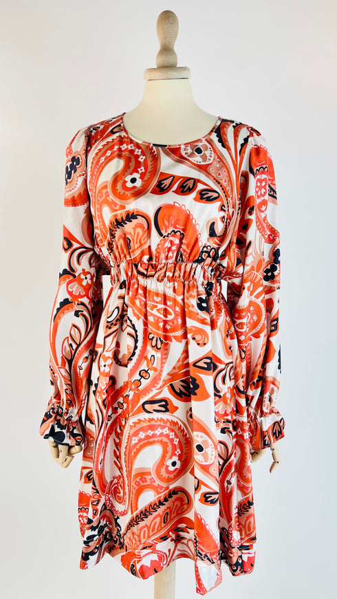 Abito corto paisley di seta