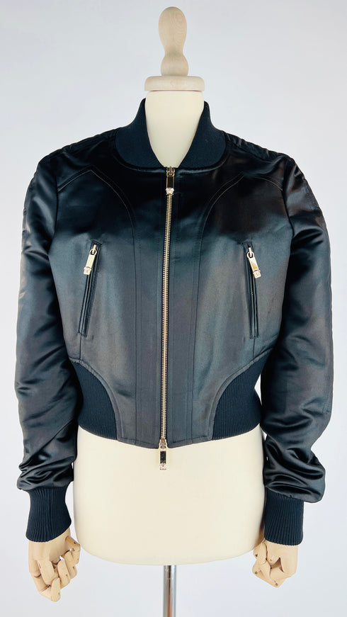 Bomber in raso nero