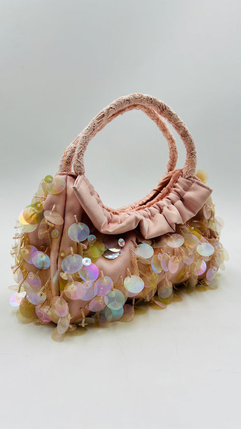 Borsa rosa maxi paillettes