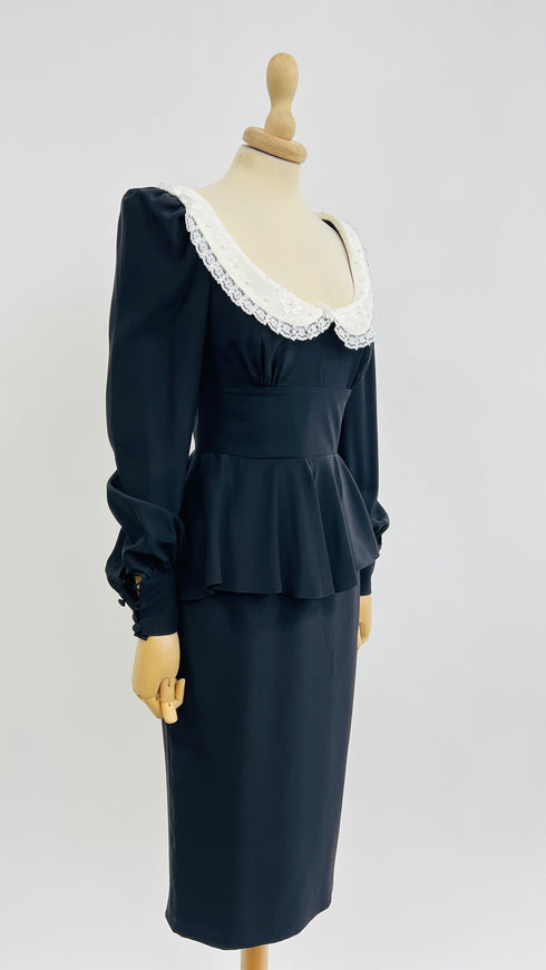 Abito midi collo pizzo