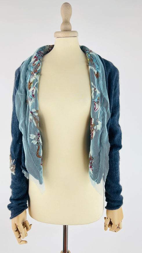 Cardigan corto doppio tessuto