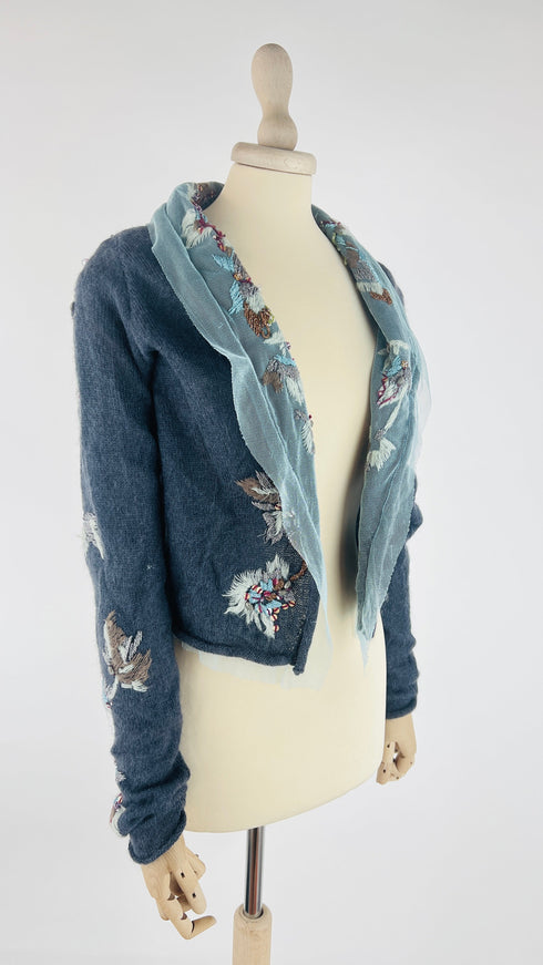 Cardigan corto doppio tessuto