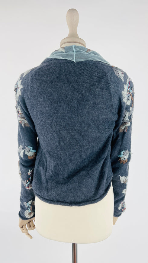 Cardigan corto doppio tessuto