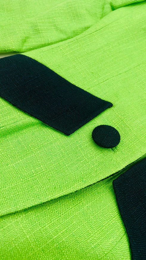 Completo in tweed verde e blu