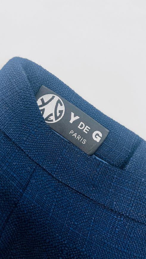 Completo in tweed verde e blu