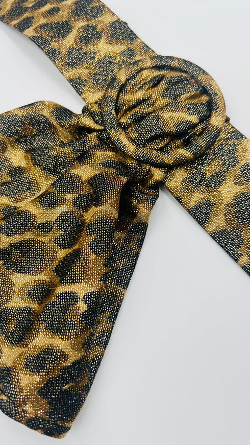 Abito midi animalier con cintura