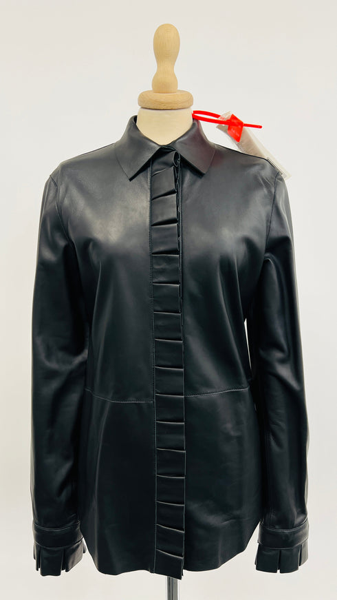 Camicia in pelle con cartellino