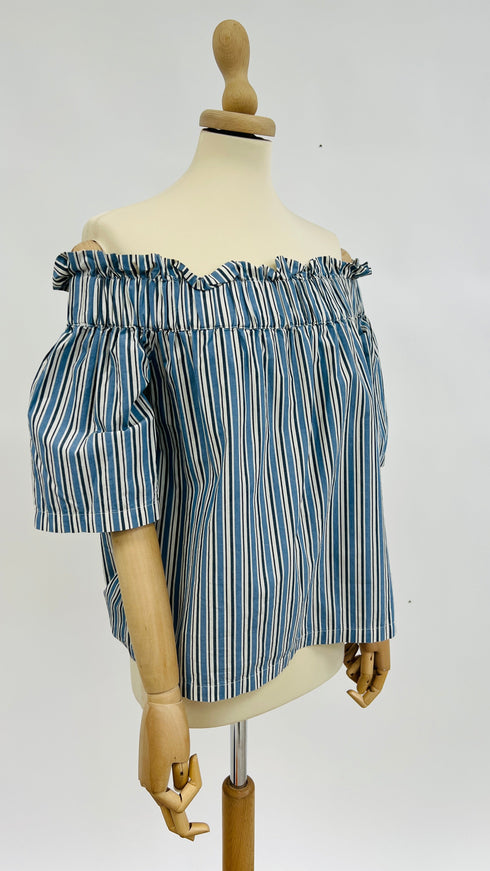 Top off-shoulder a righe