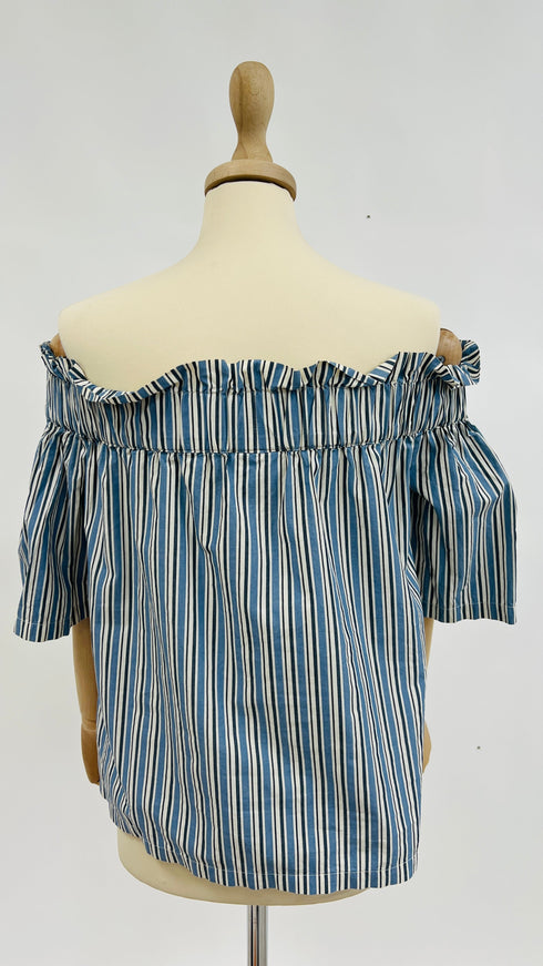 Top off-shoulder a righe