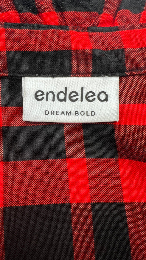 Camicia con volant in plaid