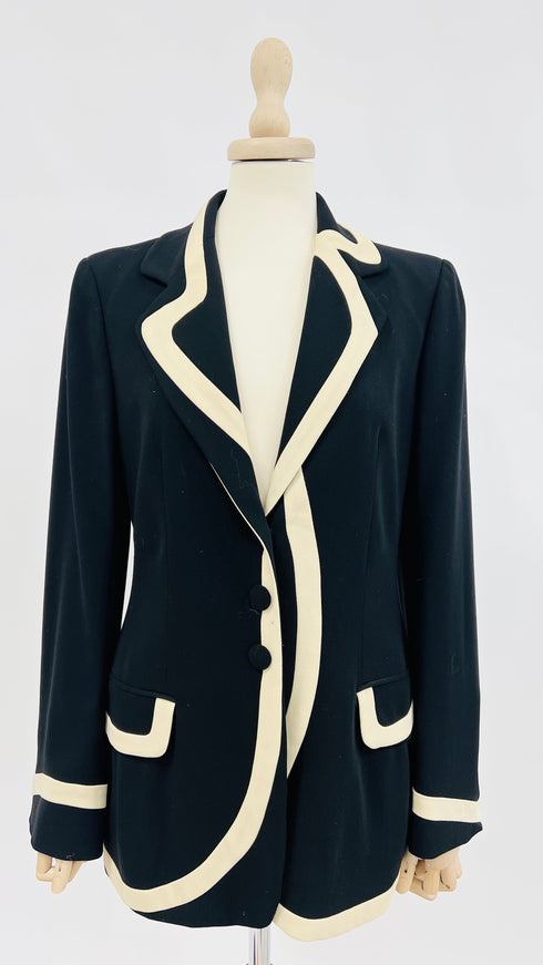 Blazer nero in lana-seta