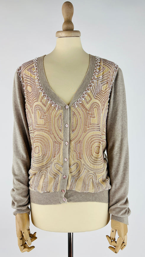 Cardigan cotone con perline
