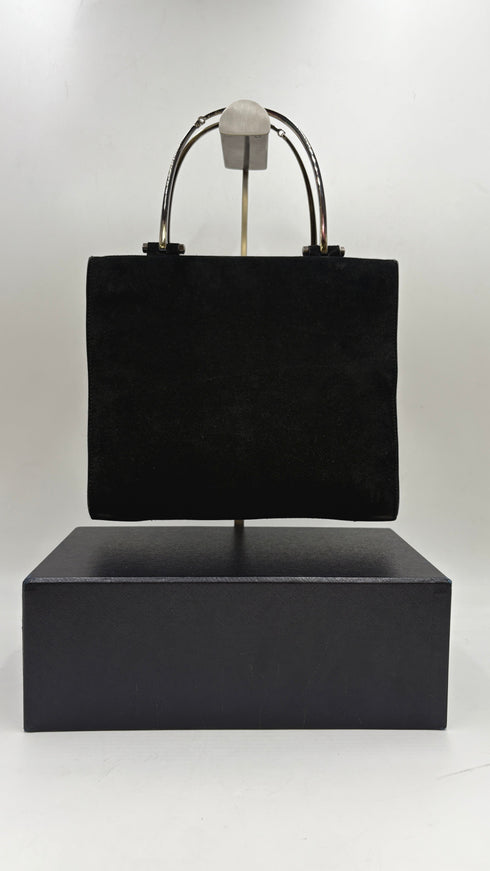 Borsa a mano in suede nero