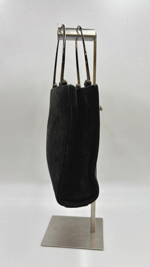 Borsa a mano in suede nero