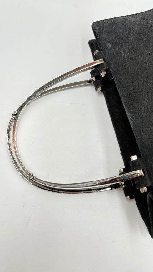 Borsa a mano in suede nero