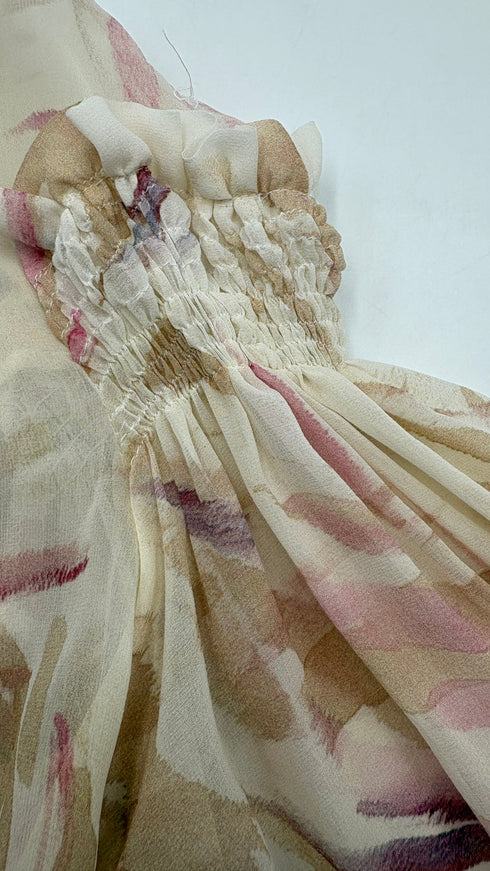 Camicia maxi rose e rouche