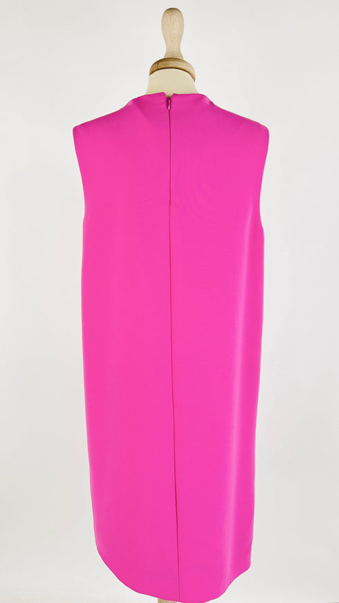 Abito corto asimmetrico rosa con cartellino