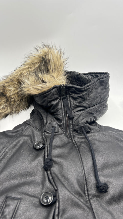 Parka imbottito effetto pelle