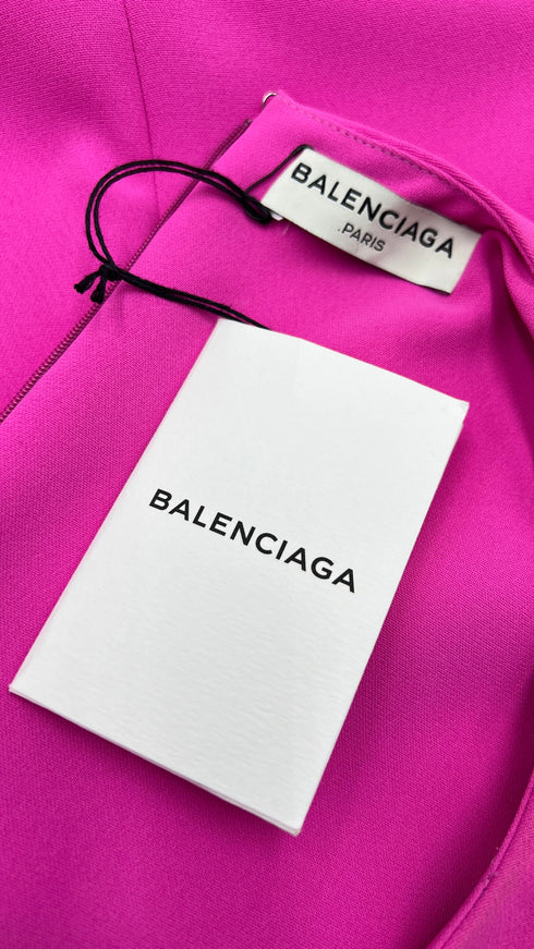 Abito corto asimmetrico rosa con cartellino