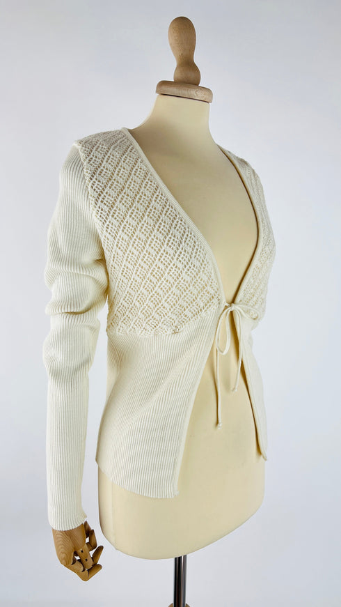 Cardigan con inserto in pizzo