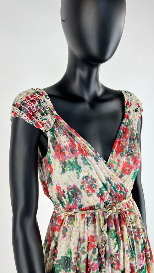 Abito lungo in seta stampata