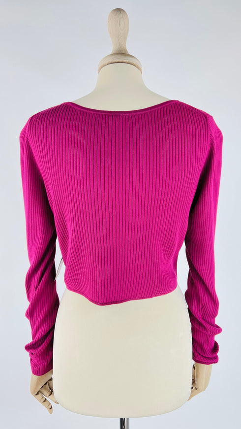 Cardigan cropped in cotone