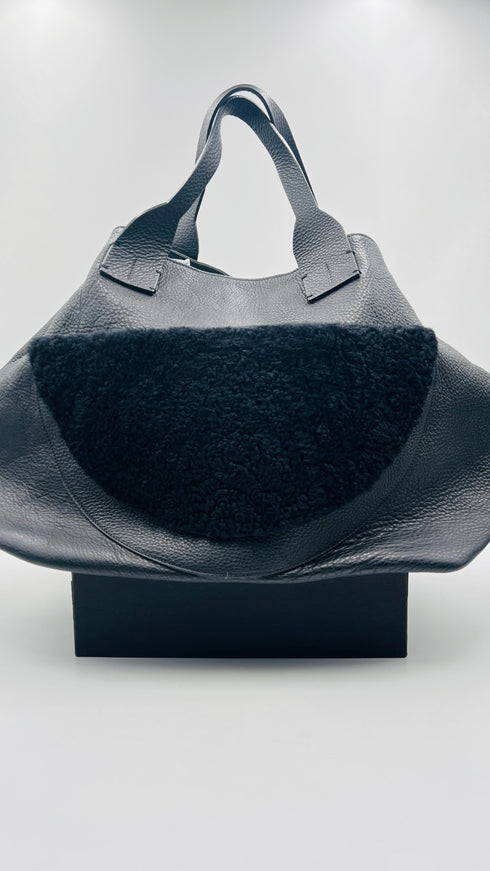 Maxi tote bag in pelle