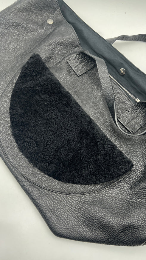 Maxi tote bag in pelle