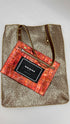 Tote-bag marrone-oro con cartellino