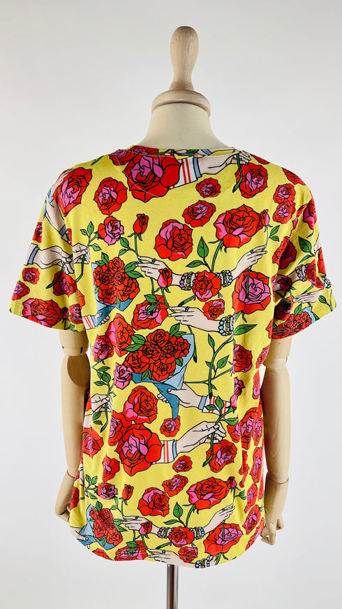 T-shirt in cotone con rose