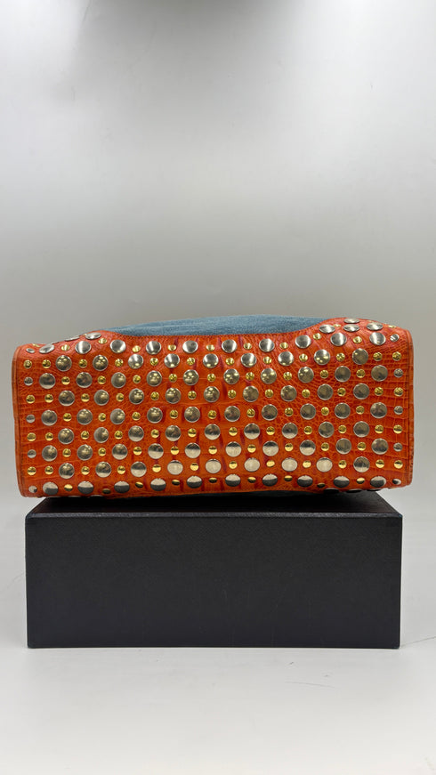 Borsa in denim e borchie