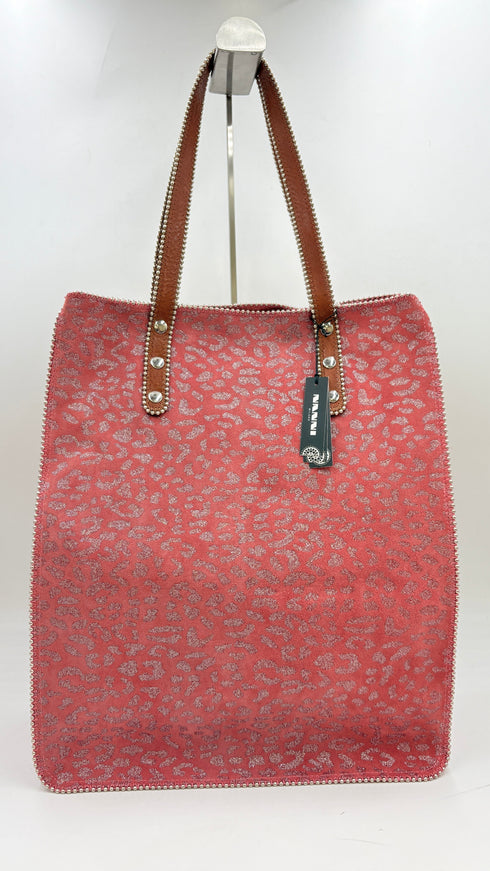 Tote-bag animalier rosa con cartellino