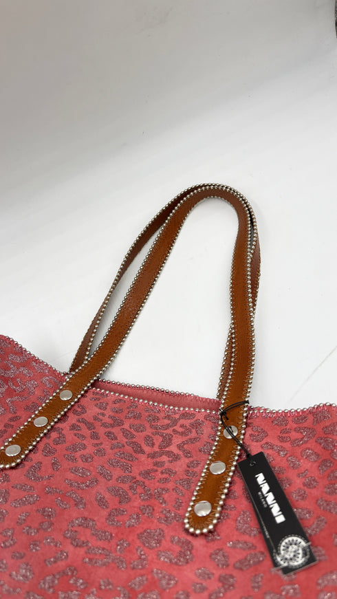 Tote-bag animalier rosa con cartellino