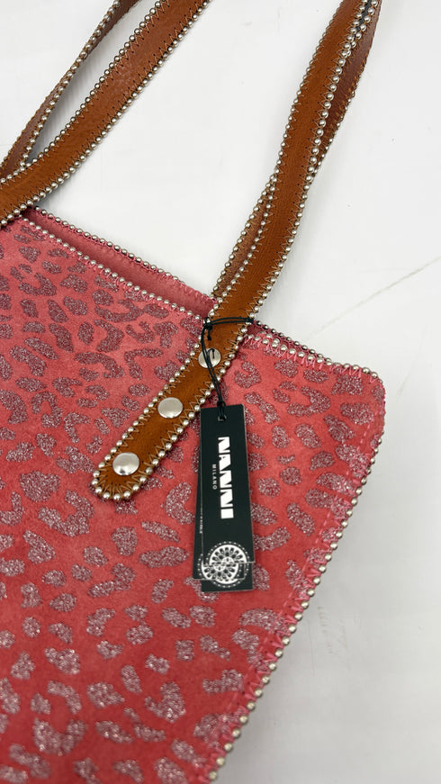 Tote-bag animalier rosa con cartellino