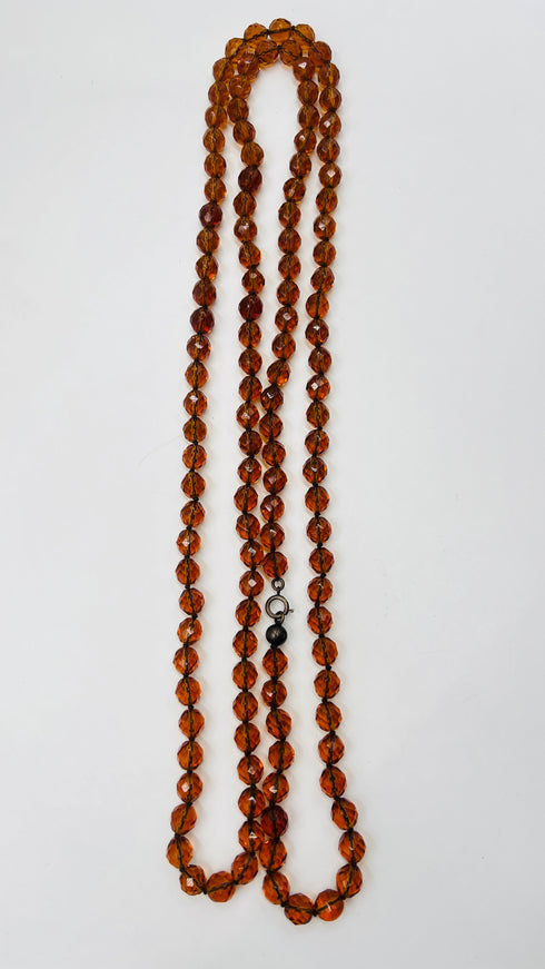 Collana vintage in vetro ambra