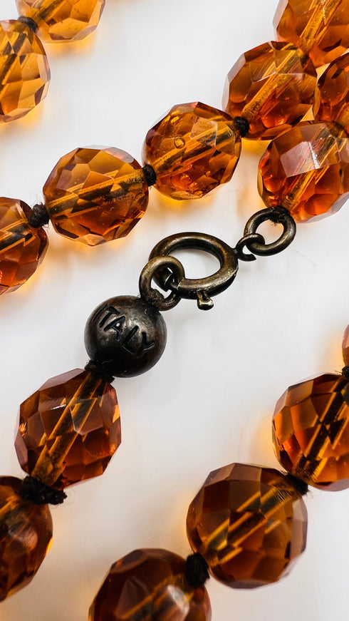 Collana vintage in vetro ambra