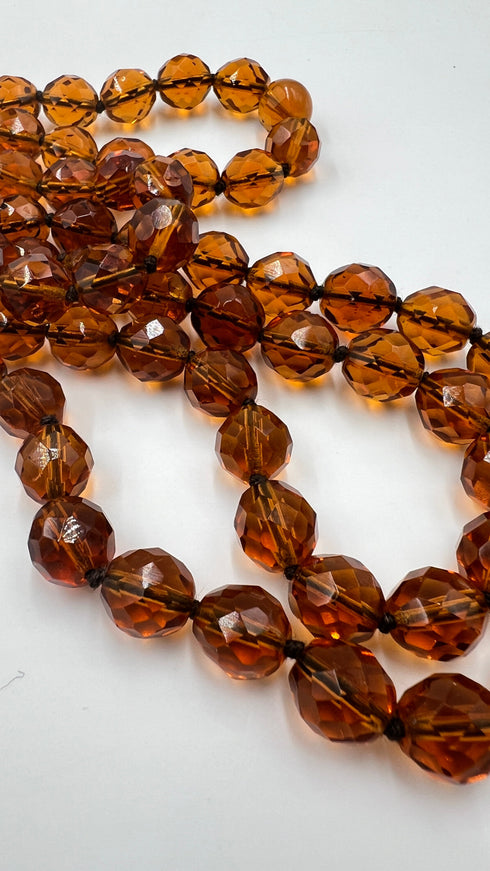Collana vintage in vetro ambra