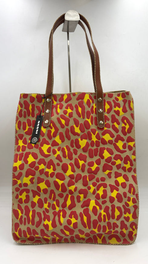 Tote-bag maxi animalier con cartellino