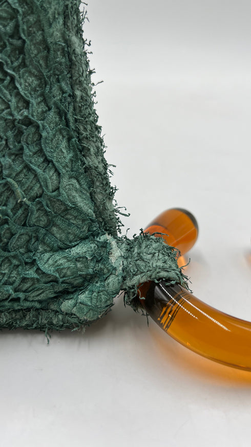 Pochette verde in pelle