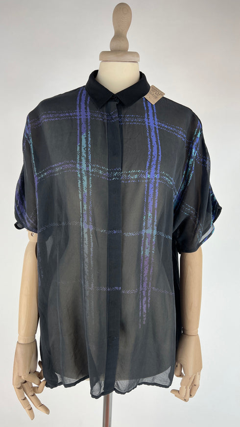 Camicia semitrasparente nero/viola