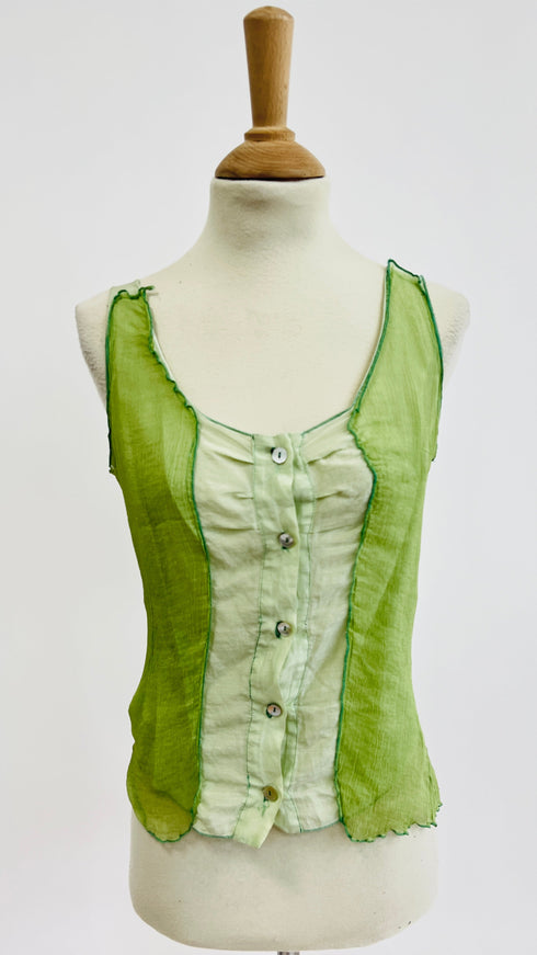 Top in seta verde