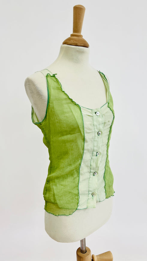 Top in seta verde