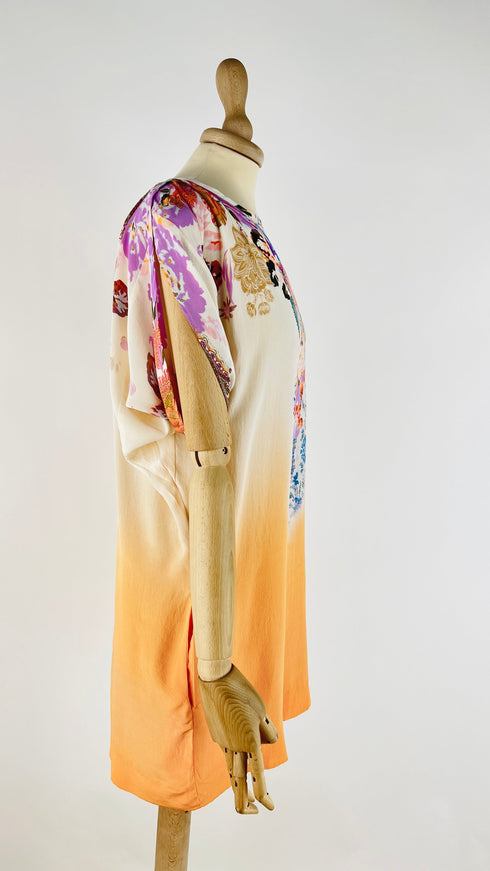 Mini dress in seta stampata
