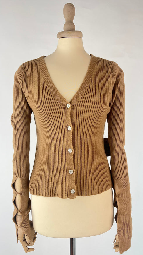 Cardigan corto a costine