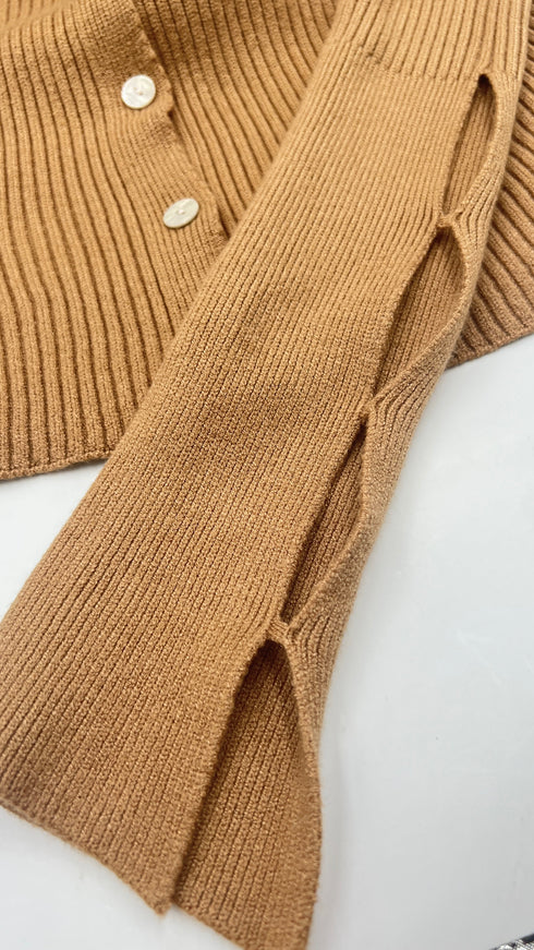 Cardigan corto a costine