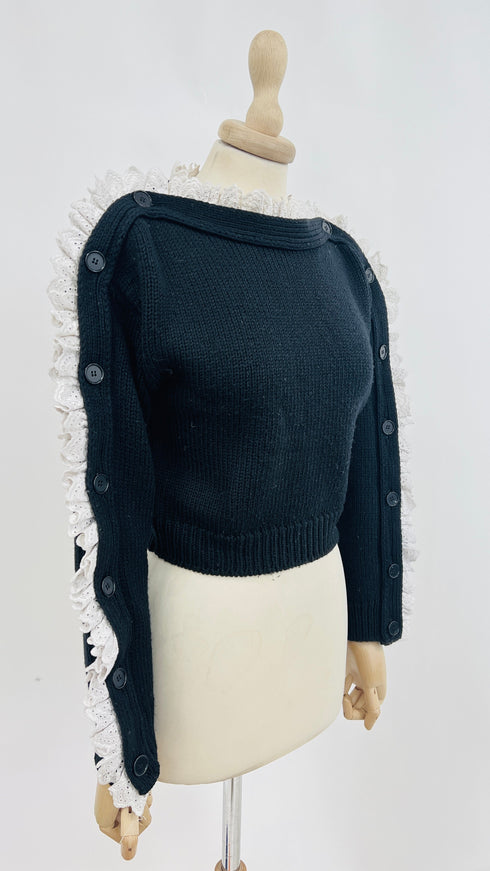 Maglione corto con merletto