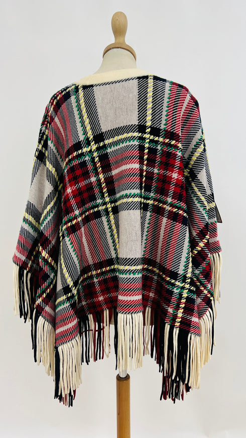 Poncho tartan con frange